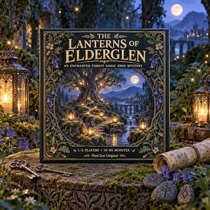 Logisch rasterspel 'Enchanted Forest', 'Lanterns of Elderglen', mysteriespel voor één of twee spelers (PDF)