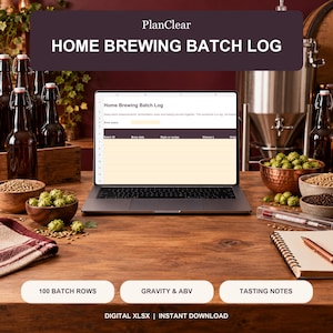 Home Brewing Batch Log Spreadsheet, Gravity and Fermentation Tracker XLSX Digital Download