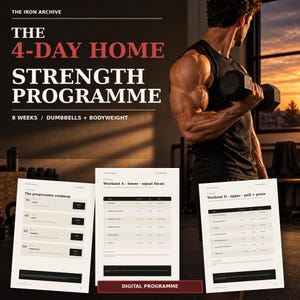 4 Day Home Workout Plan, 8 Week Dumbbell Strength Programme for Busy Shift Workers