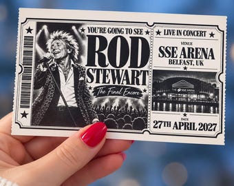 Rod Stewart ‘The Final Encore’ Tour ’27 Souvenir Ticket | Concert Ticket Reveal | Rod Stewart 2027  Gift
