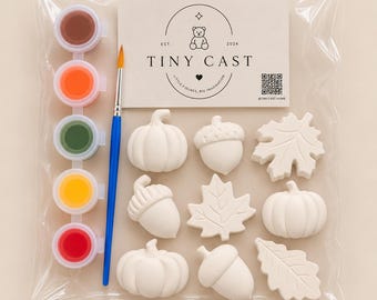 Autumn craft set for children – painting plaster figures – DIY autumn activity – paint and brush – autumn holidays 4, 6 or 9 figures