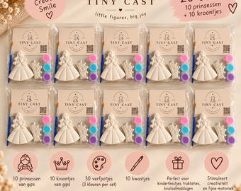 Set per dipingere statuine in gesso fai da te – 10 pezzi – Principesse e corone – Include colori e pennelli – Festa creativa per bambini