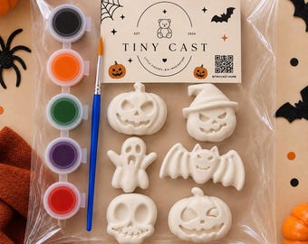 Halloween craft set for children – paint 6 plaster figures – DIY Halloween activity – paint and brush – children's party