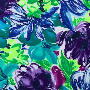 Nylon Raschel Spandex Stoff material- bunte Große Blumen - 26 Zoll X 37 Zoll - 4-Wege-Stretch - für Sportkleidung, Badeanzüge und mehr