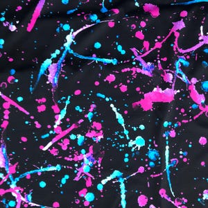 Polyester-Spandex-Gewebematerial - buntes Farbtropfen-Spritzer-Design - 1/2 Hof x 58 Zoll.- 4-Wege-Stretch - für Sportbekleidung, Badeanzüge usw.