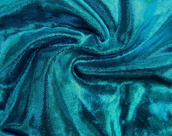 Teal Mystique Metallic Nylon Spandex Fabric Material,  1/2 yard (18 X 56 inch), 4 way stretch, for leotards, clubwear, skating apparel, etc.