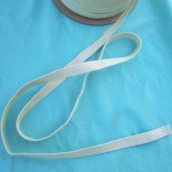 Cotton Swimsuit Elastic - Natural Color - 3/8 inch wide CHOICE of Length - for Swimwear, Activewear, and more - SHIPPING INCLUDED