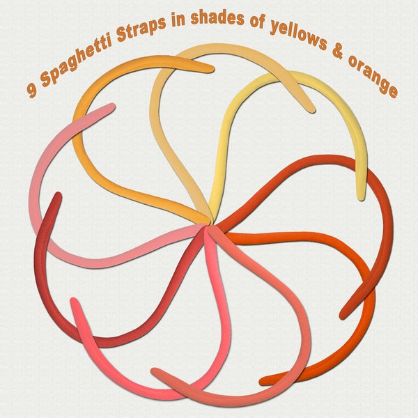 Spandex Spaghetti Straps available in 9 Yellow & Orange Shades, 1/4 in Wide, assort. lengths, for swimsuits, activewear, face masks, etc.