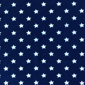 Nylon spandex-stof - marineblauw met een witte ster, diverse lengtes beschikbaar - voor naai- en knutselprojecten, strikken, enz.