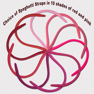 Spandex Spaghetti Träger erhältlich in 10 Rot und Rosa Tönen, 1/4 in breit, assort. Längen, Verwendung für Badeanzüge, Activewear, Gesichtsmasken, etc.