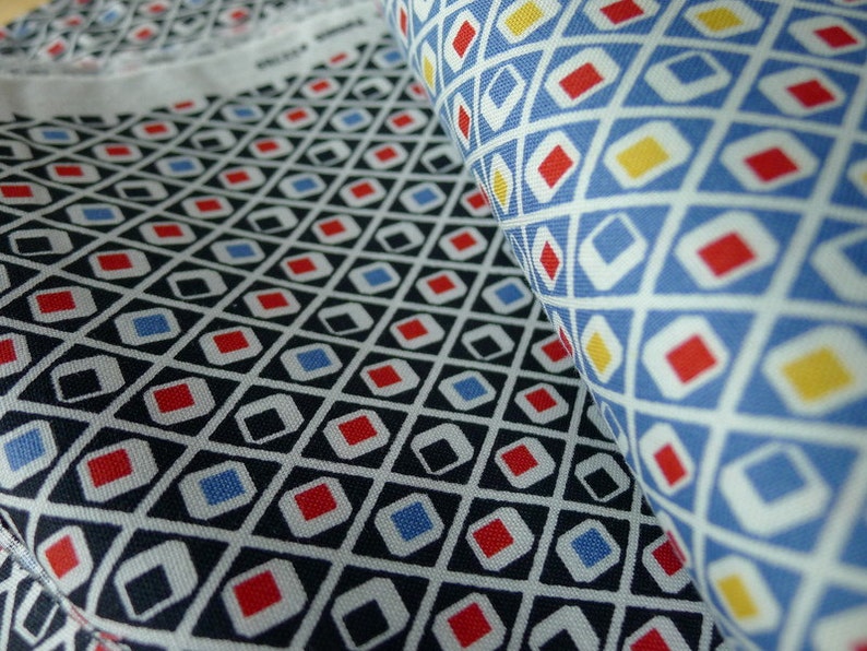 Modern Retro Diamonds in Blue Yellow Red Chloe's Closet for Moda 30's Playtime Half Yard Modern Quilting Sewing Craft Cotton Fabric image 2