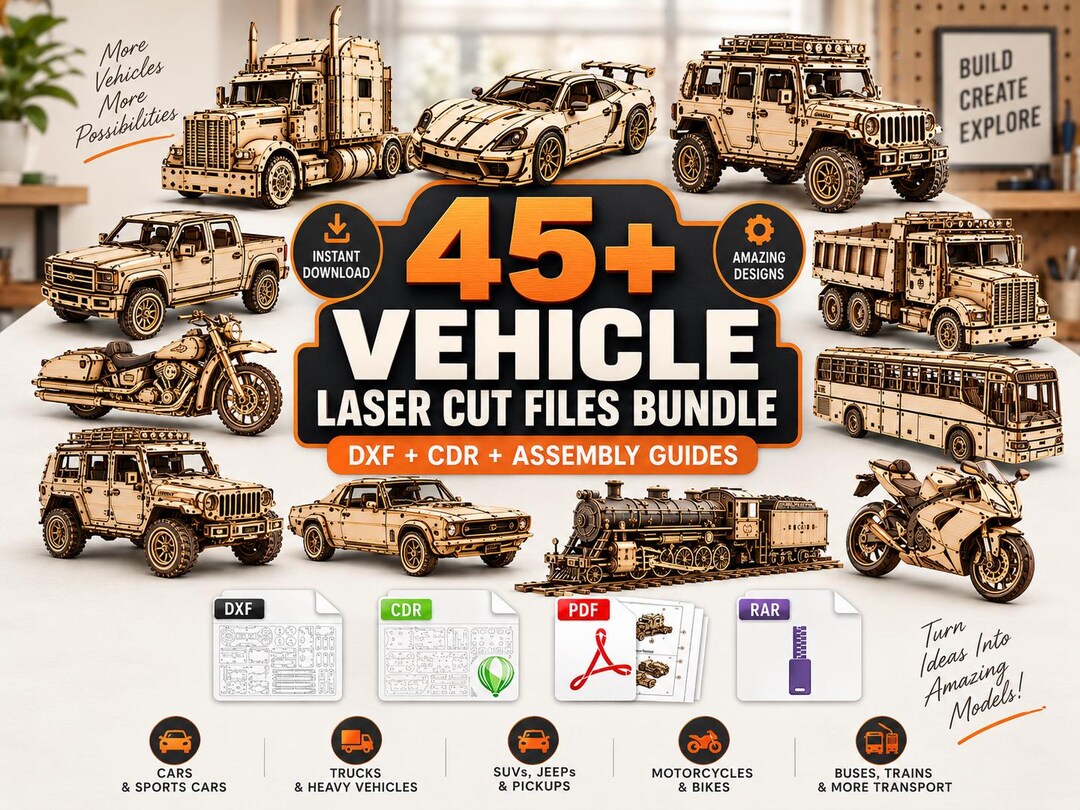 Wedding Card Design Ideas Cd R File 45+ Vehicle Laser Cut Files Bundle, Cars Trucks Suvs Pickup Motorcycles ...