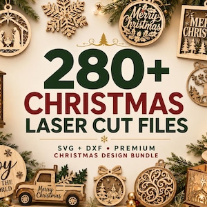 280+ jul laserskurna filer paket, jul SVG DXF, laserskurna projekt, ornament dekor, Glowforge CNC LightBurn