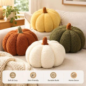Weiches Kürbis-Dekokissen aus Baumwolle, Herbst-Halloween-Dekoration (20 cm)
