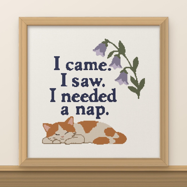 Sleeping Cat Cross Stitch Pattern: Cozy Cottagecore Floral Quote PDF - Etsy