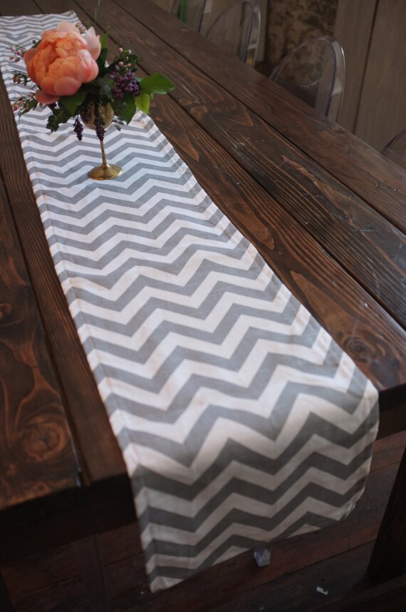 Gray and White Chevron Table Runner Etsy
