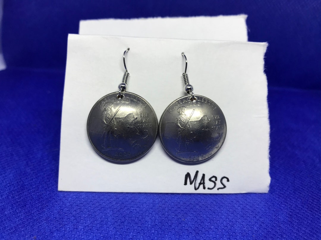 US Quarter Earrings massachusetts Earrings Etsy Hong Kong