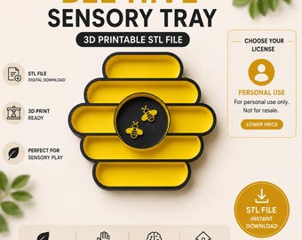 Beehive Sensory Tray STL File | 3D Printable Montessori Play (Personal Use)