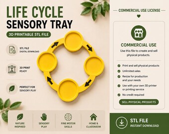 Life Cycle Sensory Tray STL | 3D Printable Montessori Activity (Commercial Use)