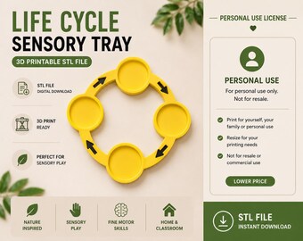 Life Cycle Sensory Tray STL | 3D Printable Montessori Activity (Personal Use)