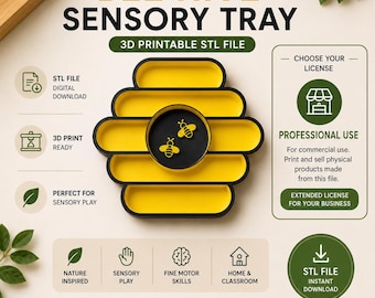 Beehive Sensory Tray STL | 3D Printable Montessori Tray | Commercial License | Professional use