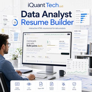 Criador de Modelos de Currículo para Analista de Dados | Aplicativo de CV Compatível com ATS | 10 Designs, Exportação para Word e PDF | Download Imediato para Analistas de Dados