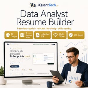 Data Analyst Resume Template Builder | ATS Friendly CV App | 10 Designs, Word + PDF Export | Instant Download for Data Analysts