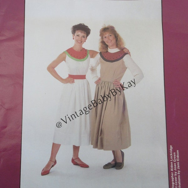 Misses' Watermelon Dress/Jumper pattern by Deborah's Designs, adult size 6 - 8 - 10, Round Yoke Sleeveless Sundress Jumper, Vtg 80s Casual