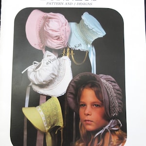 May include: A vintage pattern booklet titled "BONNETS" with "PATTERN AND 2 DESIGNS" printed above an image of several bonnets in various colors. The text "ENGLISH SMOCKING BY BARBIE BECK" is printed at the bottom.