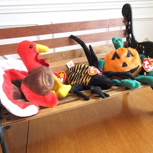 Beanie Baby Fall Halloween Thanksgiving, Pumkin Spinner Gobbles 90s Collectible Stuffed Animal Soft Toy, Ty Vintage Retired, Sold Separately