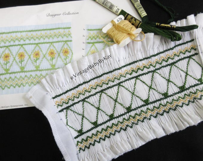 Upcycle Definity Inserts Hand Smocked Insert Ready to Embellish or Upcycle, 9 Row Geometric ...