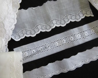 WHITE Swiss Embroidered Insertion and Edging, Choice of 3 Different Designs, Heirloom Sewing Supply, Imported Trim Various Sizes