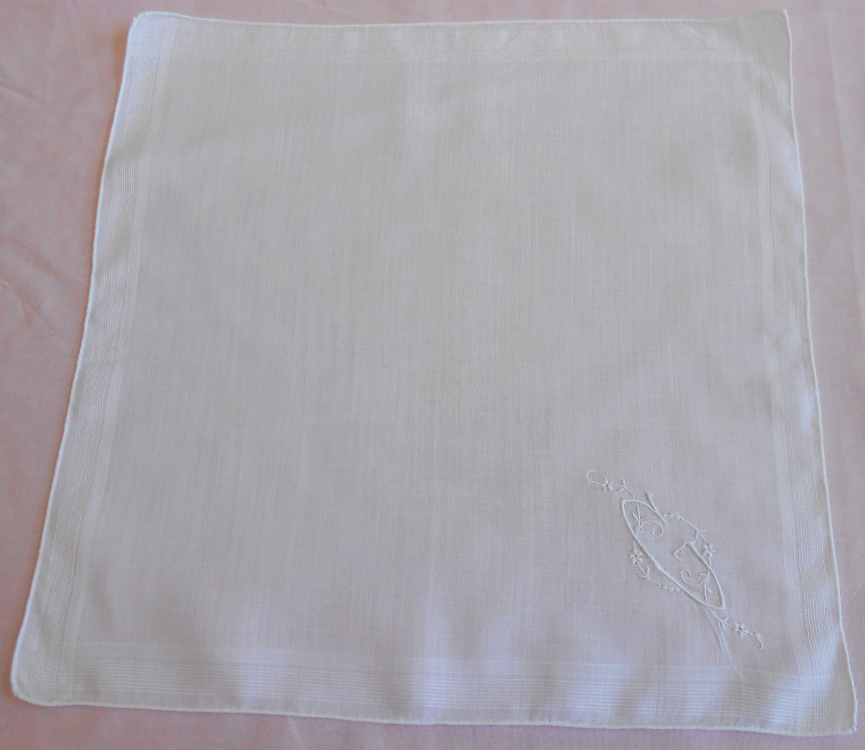 G Monogram Vintage Cotton Hanky White on White Dainty Floral | Etsy