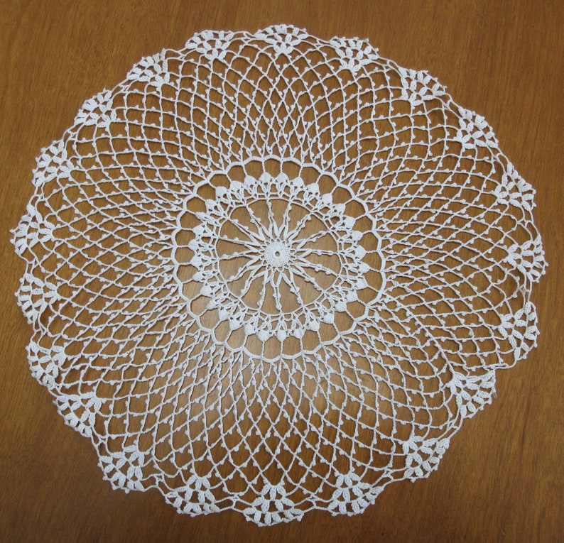 Large White Lace Doily Lot of 3, Round Shapes 14.518.5, Vintage Lacy Centerpiece Table Linens, Mix and Match Decor Party Wedding image 5