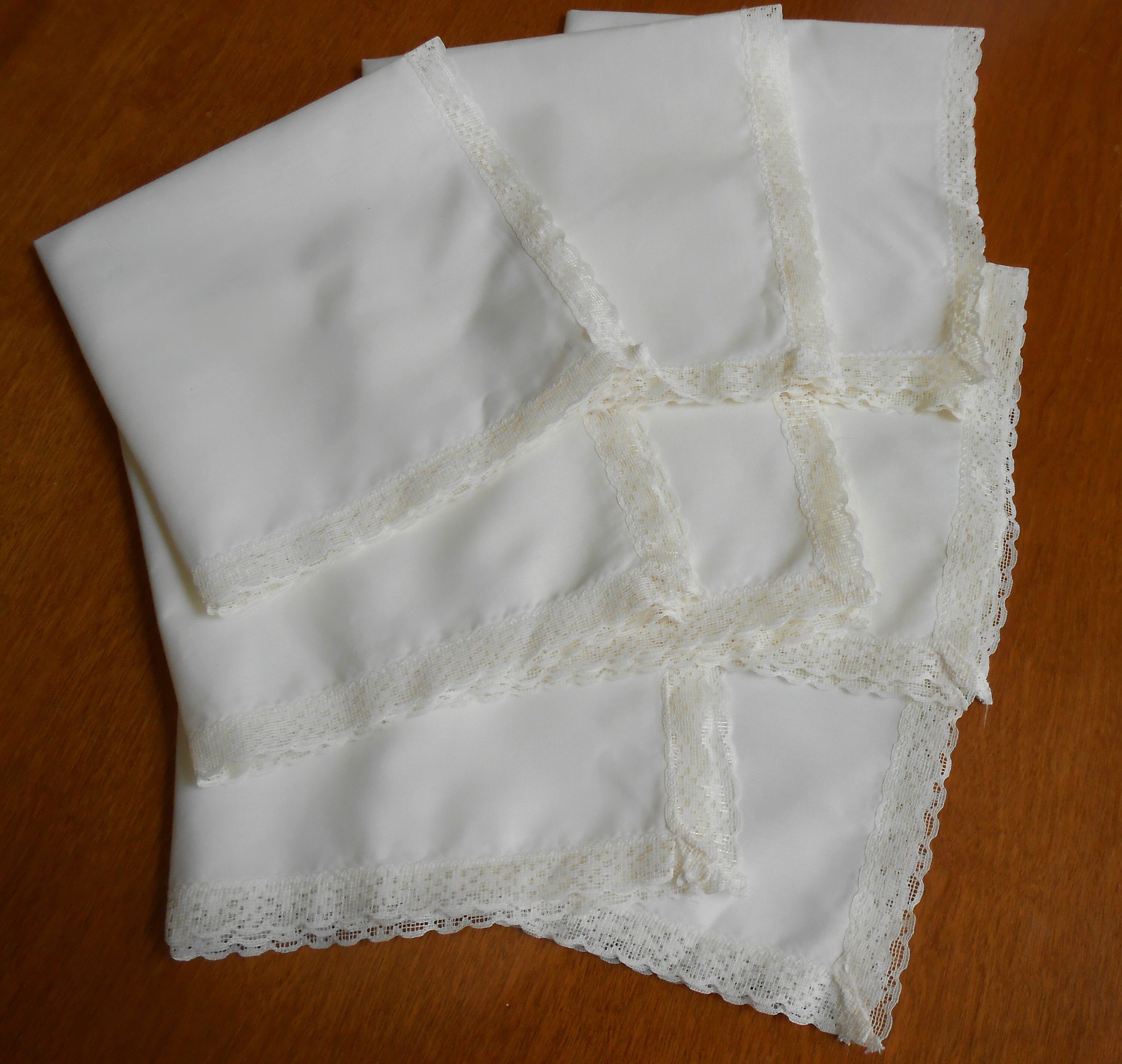 8 Lace Trim Napkins Bridal White CottonPolyester Blend Large Etsy