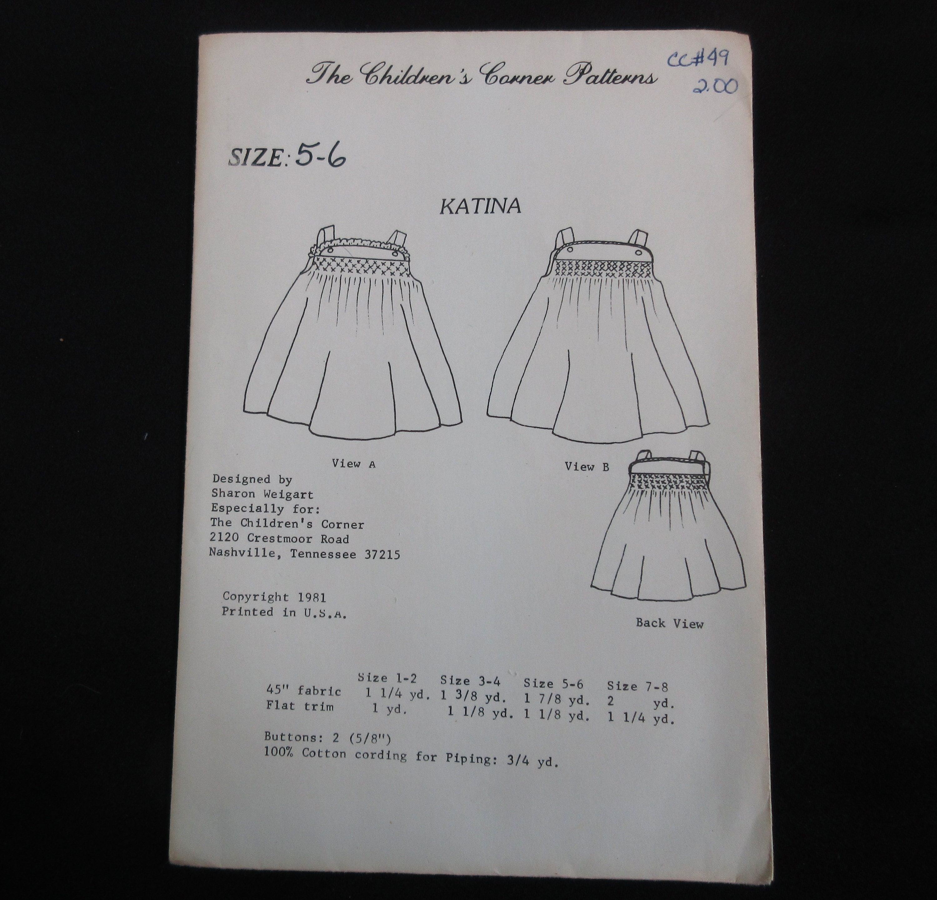 Katina Size Guide Children's Corner Pattern Katina #49 Sundress or Jumper Vintage 80s ...