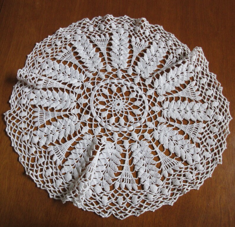 Large White Lace Doily Lot of 3, Round Shapes 14.518.5, Vintage Lacy Centerpiece Table Linens, Mix and Match Decor Party Wedding image 4