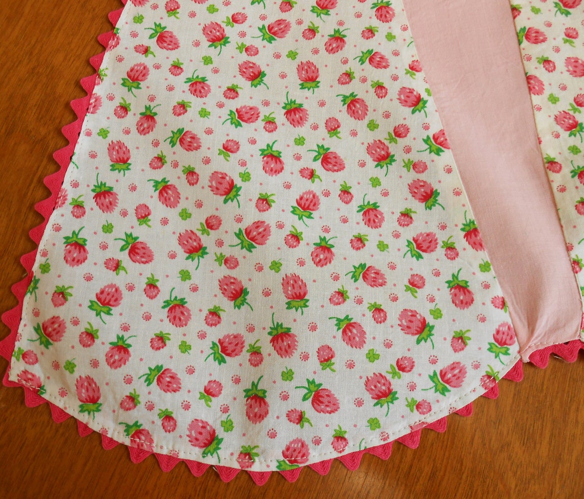 Pink Raspberry Print Vintage Apron All Cotton Home Sewn Half - Etsy