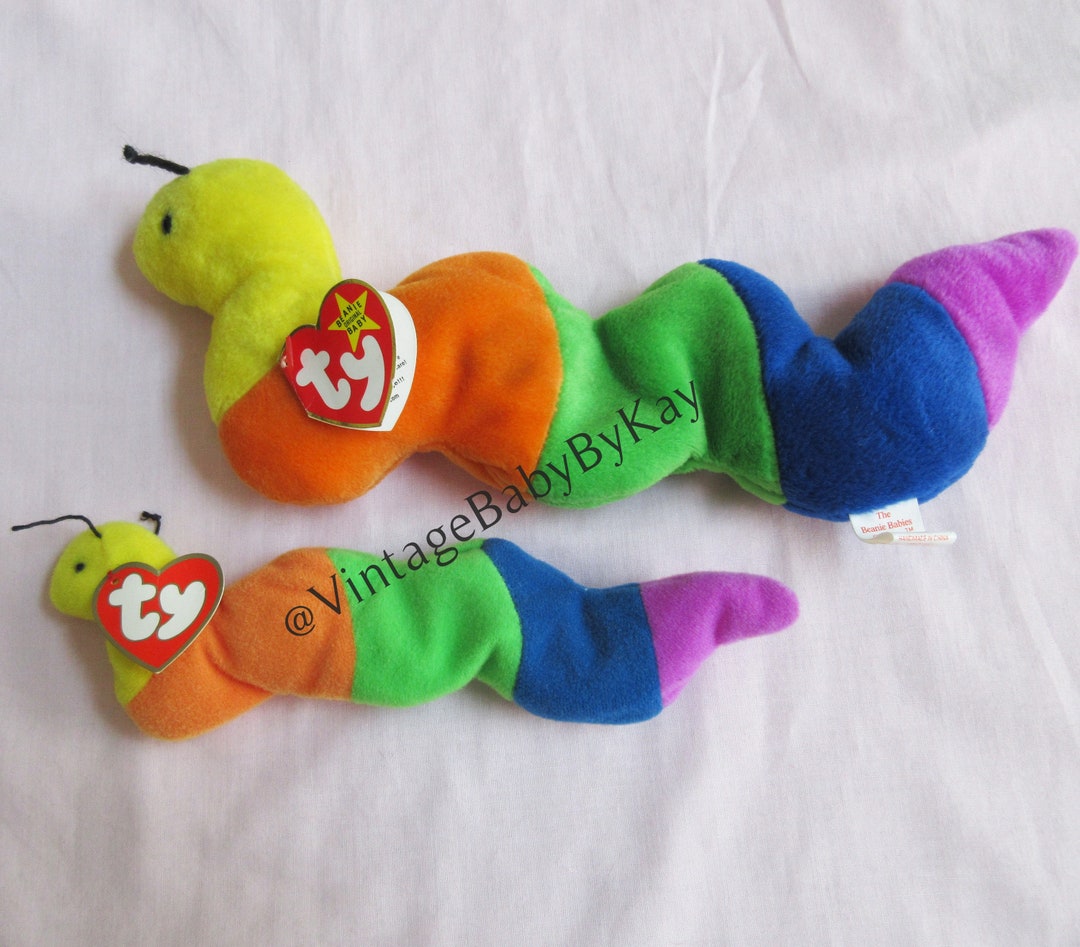 Beanie Baby Inch the Worm With Matching Teenie Beanie 1995 Collectible