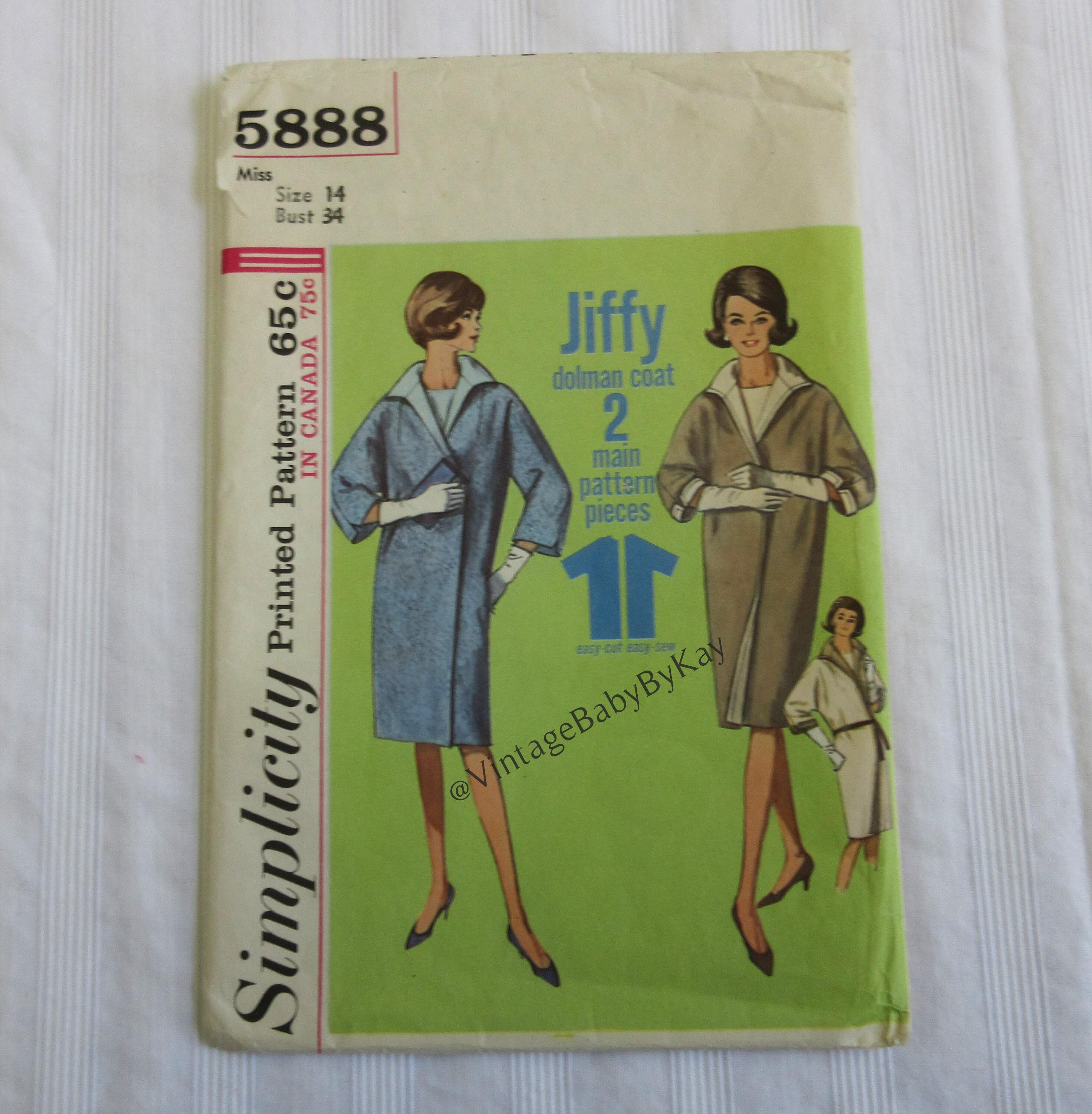 【超お買い得!】 Simplicity Sewing Coat Jiffy Woman Adult 14 Size 5888 裁縫材料