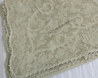 Quaker Lace Tablecloth Rectangle 58" x 85" Neutral Taupe Color Floral with Signature Picot Trim, USA Made Party Linens