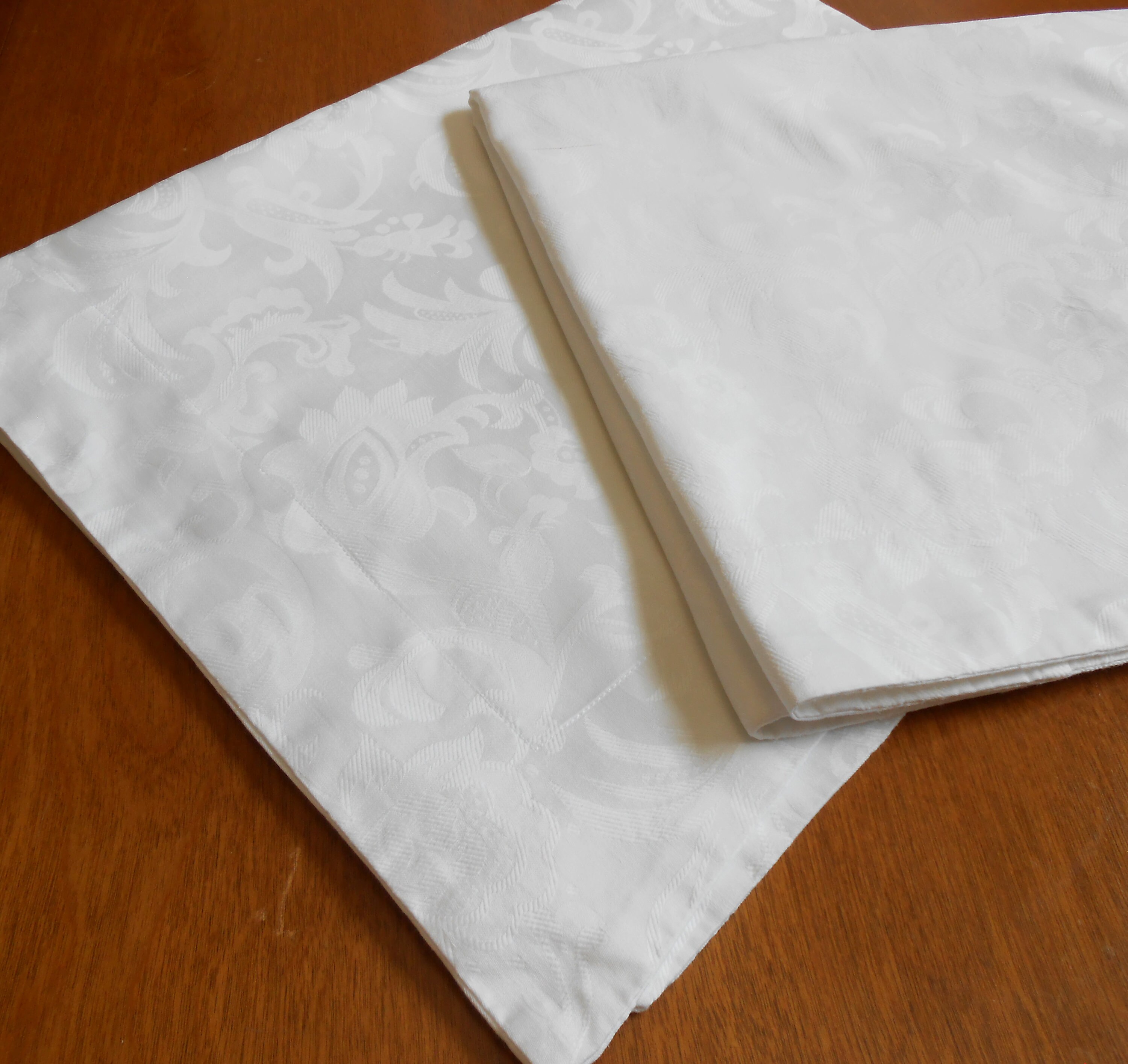 Pair Damask Pillow Shams Vintage Standard Pillow Size White Etsy