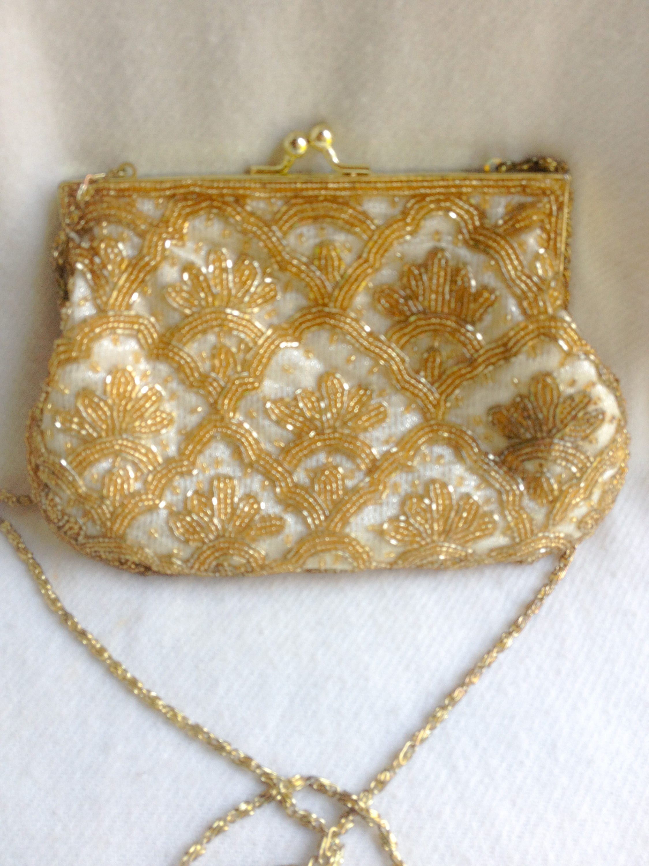 Vintage La Regale Gold Handmade Beaded Evening Purse/ Handbag Etsy