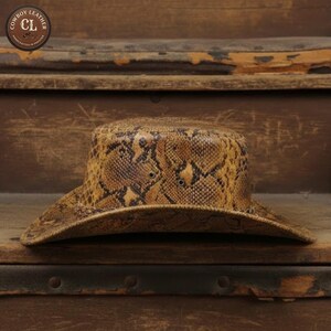 Steampunk Python Print Leather Hat | Western Cowboy | Rodeo Accessory