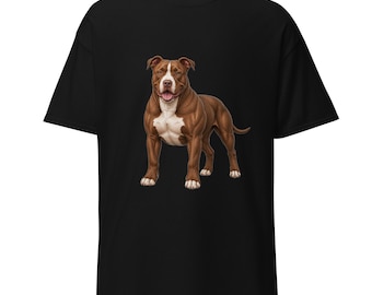 Maglietta con Pitbull marrone, ritratto di cane muscoloso, regalo per gli amanti dei Pitbull