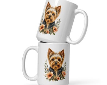 Tazza con Yorkshire Terrier, 440 ml, in ceramica, con disegno di cane su entrambi i lati, regalo ideale per gli amanti dei cani.