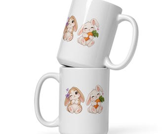 Tazza per amanti dei coniglietti – Simpatica tazza da caffè con coniglietto ad acquerello