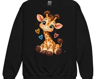 Felpa con giraffa per bambini – Maglione girocollo con simpatico animaletto per bambini