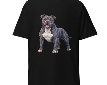 Maglietta grigia con pitbull, ritratto di cane American Bully, regalo per gli amanti dei pitbull