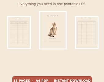 Cat Care Planner Printable | Health, Feeding, Expense Tracker (A4 PDF)